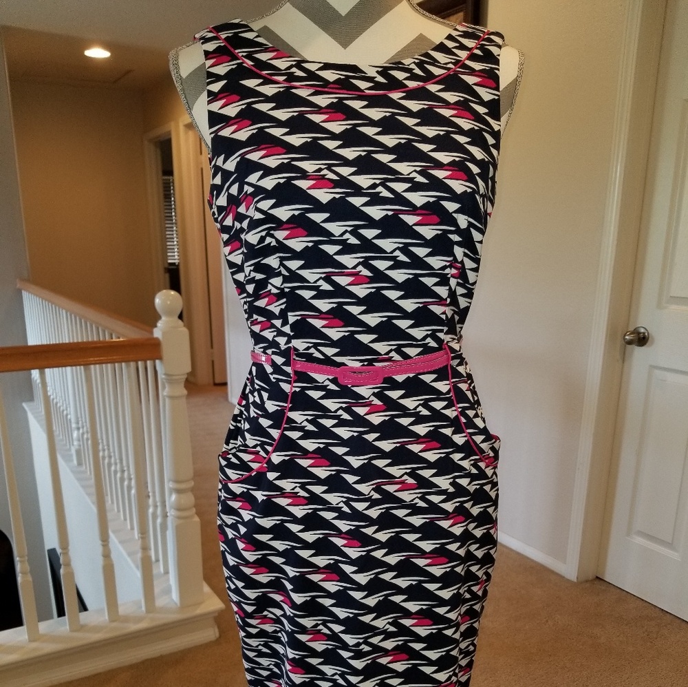 London Times Belted Dress w/ Pockets